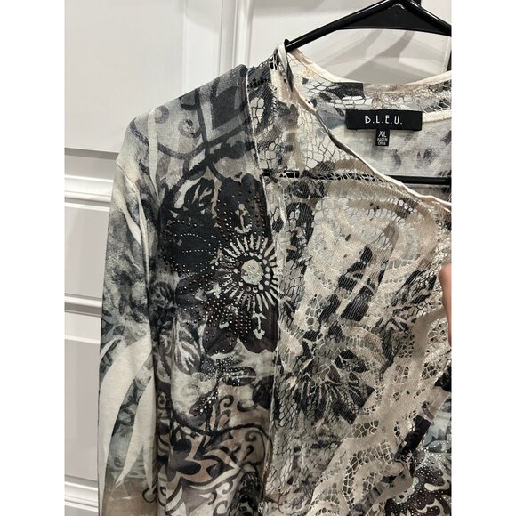 B.L.E.U. Womens Floral Print Open Front Cardigan Sweater Sz XL - Picture 5 of 9